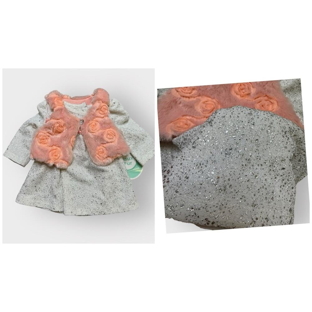 NEW Nanette baby formal dress with faux fur vest